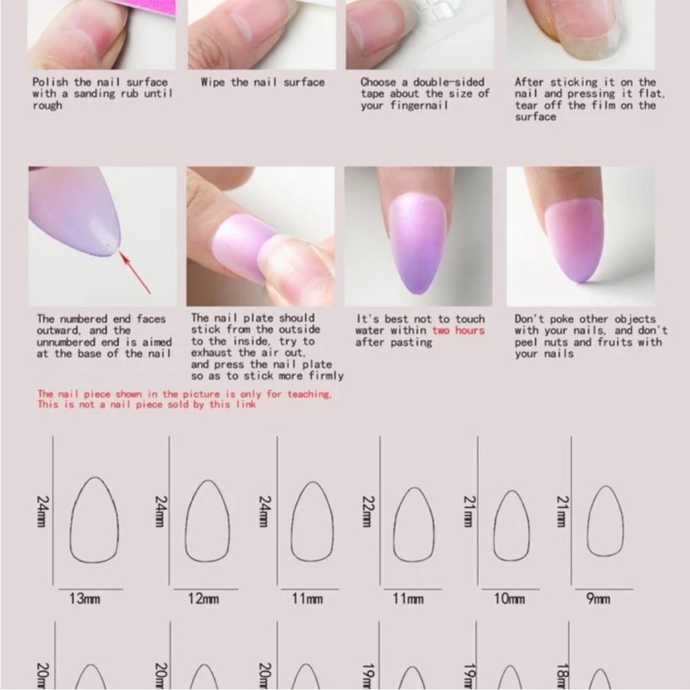 24 Piece Medium Black Almond Shape Press on Nails - Picture 3 of 7